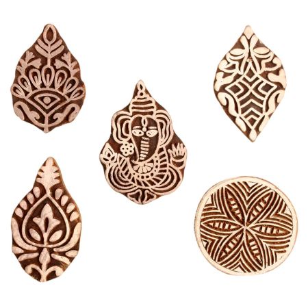 Set of 5 Piece New Mix Wooden Printing Block